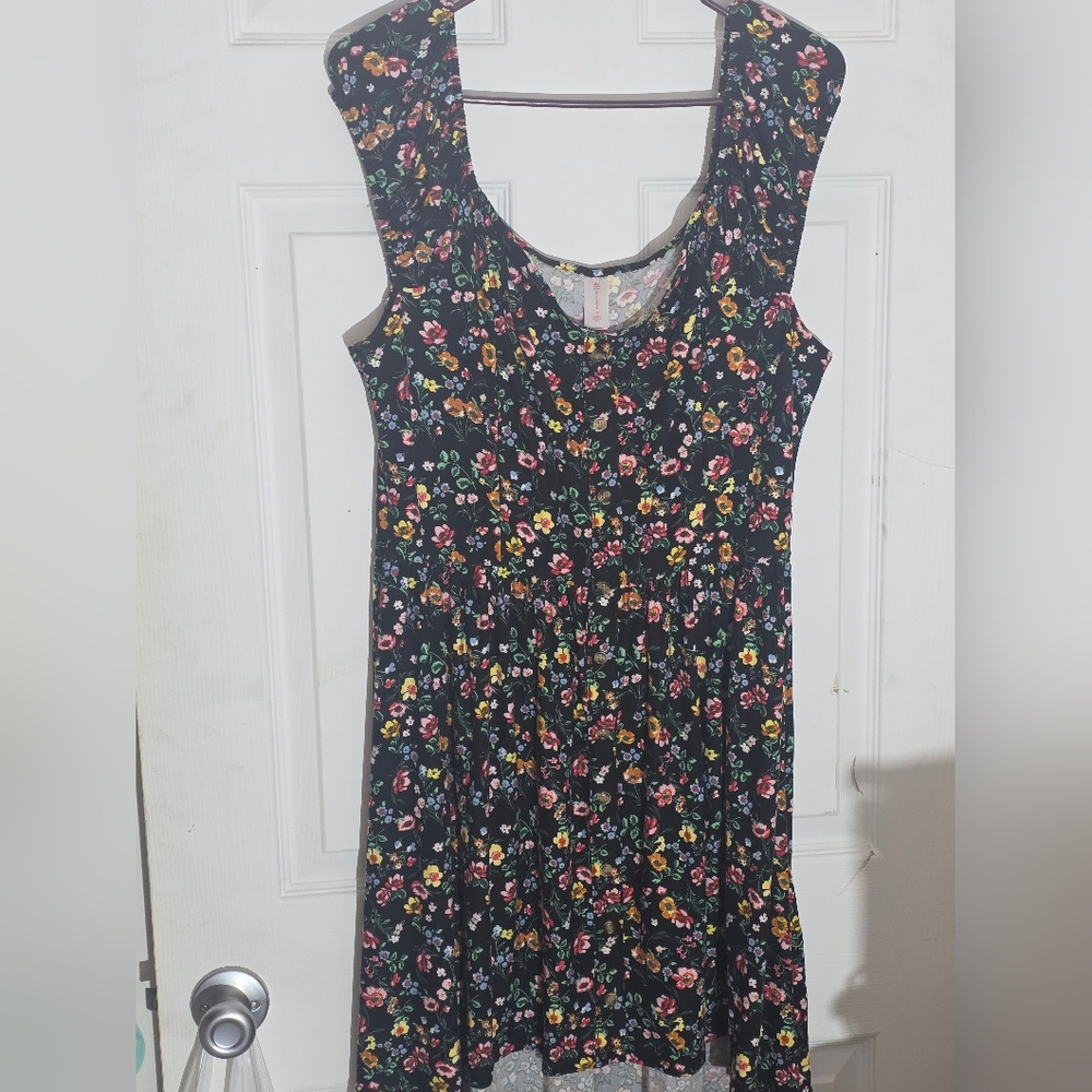 Floral Kids Dress - Black Multicolor